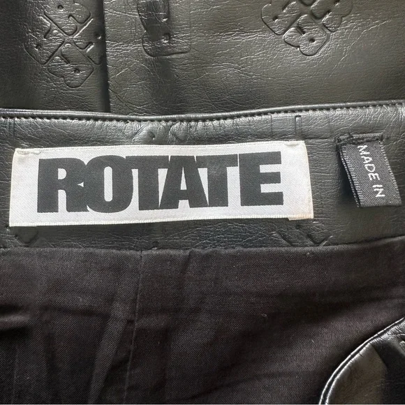 ROTATE Birger Christensen Skirt Leeds Pencil Midi Faux Leather Logo Black 8 - Picture 9 of 12